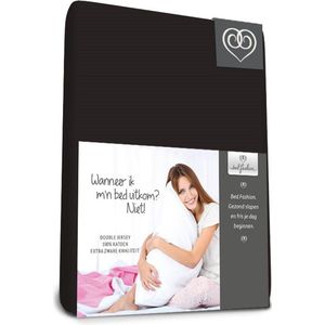 Bed-Fashion - Dubbel Jersey - Topper Hoeslaken - 180 x 210 cm - Zwart