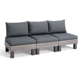 Keter Signature Elements 3-zits Loungebank - met groene kussens - Cappuccino/Ashwood