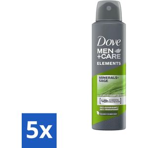 Dove - Deodorant - Deospray Men - Care Minerals + Sage - Langdurige bescherming - 150 ml - Bulkverpakking - 5 stuks