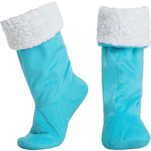 JAXY Huissokken - Verwarmde Sokken - Sloffen - Anti Slip Sokken - Warme Sokken - Fleece Sokken - Dikke Sokken - Fluffy Sokken - Pantoffels - Slof Sokken - Maat M/L - Lake Blue