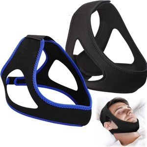 2 Stuks Anti-Snurk Banden - Anti-Snurk Kinband - Kinband voor het Slapen - Kinband - Effectieve Anti-Snurk - Verstelbaar - Ademend - Ademhalingscorrectieband - Houdt de Mond Gesloten - Blauw, Zwart