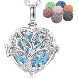 Aromatherapie Halsketting voor Vrouwen - Verzilverd Meditatiehalsketting met Geursteen - Stemmingsketting en Diffuser