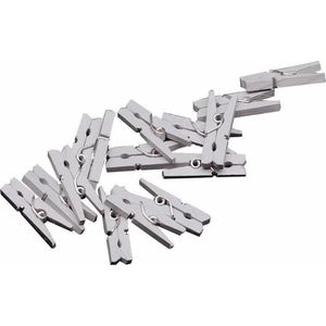 40x mini knijpertjes zilver - 2 cm - kleine/ mini knijpers