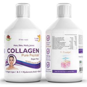 Swedish Nutra – Collagen 10000 Bovine – Suikervrij – Met Hyaluronzuur, Biotine & Vitamine C – Natuurlijke Bessensmaak