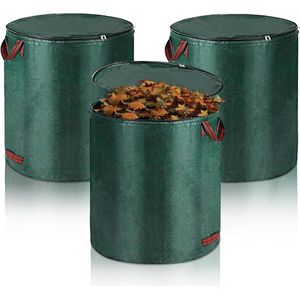 Tuinafvalzak 3 stuks 120 liter - zelfstaand en opvouwbaar - groene bladzakken - voor bladeren tuinafval .