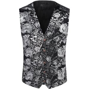 Allthemen Heren Vest Gilet Jacquard Pak Vest - Slim fit Vest voor Bruiloft en Feest - S