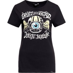 Queen Kerosin - Split The Road Top - XS - Zwart