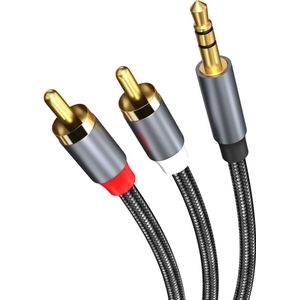 MMOBIEL RCA naar 3.5mm Aux Kabel - 3.5mm naar 2 RCA Audio Kabel - RCA Y Splitter - Hoofdtelefoon Jack Adapter 1/8 naar Tulp Audio Kabel voor Smartphones, MP3, Tablets, Speakers etc. - 1,2m