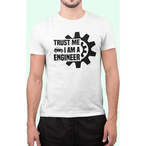 Rick & Rich - T-Shirt Trust Me I Am A Engineer - T-Shirt Electrician - T-Shirt Engineer - Wit Shirt - T-shirt met opdruk - Shirt met ronde hals - T-shirt met quote - T-shirt Man - T-shirt met ronde hals - T-shirt maat S