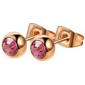 Oorstekers - goudkleurig - roze oorbellen - dames - Zirkonia - cadeau voor vrouw - Liefs Jade