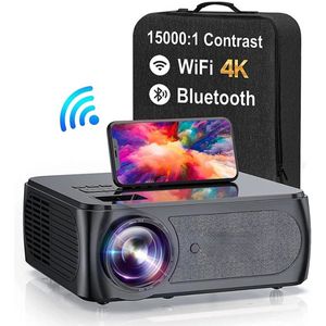 Mini Beamer - Projector - 1080P - Digitale projector - 5G WiFi - Bluetooth Compatibel met HDMI - USB - 10000 Lumen - 350ANSI - 150W - Zwart