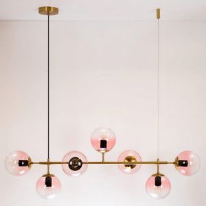 Design hanglamp Hepta met roze kleurige bollen