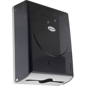 PrimeMatik - Dispenser per asciugamani di carta intercalati per bagno in colore nero 274x103x373mm