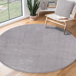 Vloerkleed voor woonkamer of slaapkamer in grijs 200x200 cm | Modern en zacht laagpolig tapijt | Rond | Antislip onderkant | Wasbaar tot 30 Graden | Rug for bedroom or living room | RELAX kleed by The Carpet