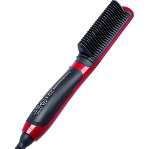 Rision - Stijltang Kam - 3-in-1 Haarstyler - Stijltang met Borstel & Kam - Instelbare Temperatuur - Anti-Pluis - Compact & Draagbaar - Red Edition - Cadeau