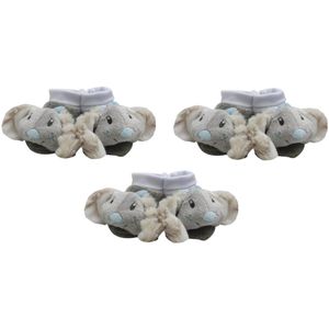 Konijntje - slippers - pantoffels - grijs - set van 3 paar