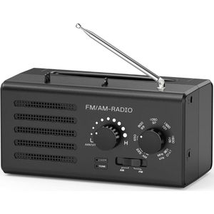 GTB® Transistor Radio Op Batterijen - Transistor Radio - Transistor Radio met Netvoeding - Zwart - 16cm x 9cm x 9cm