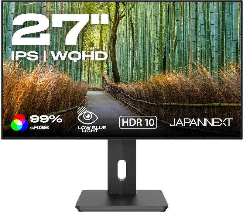 JAPANNEXT - JN-27IPS4FLWQHDR-HSP - Monitor - 27 inch - WQHD - Verstelbare Hoogte en Kanteling - Ingebouwde Luidsprekers - Flicker Free