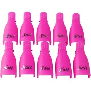 Nagellak Remover Clips -  Gellak / Acryl verwijderen - Donker Roze - 10 stuks