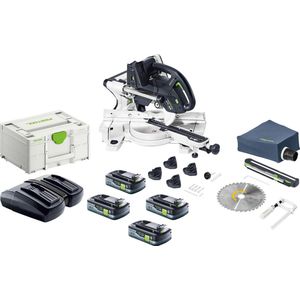 Festool KAPEX KSC 60 EB-Basic accu afkortzaag 18 V / 36 V 216 mm borstelloos + 4x accu 4.0 Ah + lader + Systainer