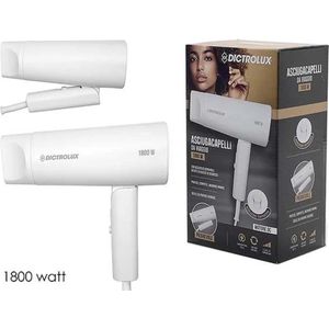 Dictrolux Föhn - Haardroger 1800 Watt Inklapbaar Temperatuurregeling 160 cm Kabellengte Met Draaikabel 3 Temperatuurniveaus - Wit