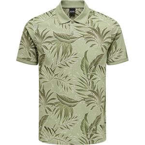 ONLY & SONS ONSKASH SLIM LEAF AOP SS POLO Heren Poloshirt - Maat S