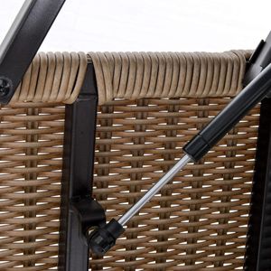 Polyrotan bijzettafel tuin salontafel tuintafel balkontafel uittrekbaar staal kaki 103 x 50 x 45,5 cm