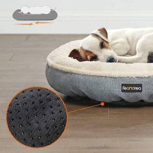 Dieren - Honden - hondenmand, kattenmand, donut, rond, Ø 65 cm, grijs PGW65G