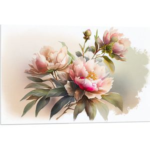 PVC Schuimplaat- Aquarel Tekening van Roze Bloemenboeket - 90x60 cm Foto op PVC Schuimplaat