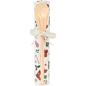Theedoek met pollepel cadeau set - kerst - nuvole di stoffa Wit winter