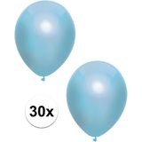 30x Blauwe metallic ballonnen 30 cm - Feestversiering/decoratie ballonnen blauw