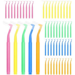 TOVBMUP Gekleurde interdentale ragers - 50 stuks - 5 maten - 0,6 - 1,5 mm - Hoekige interdentale ragers - Tandenborstels geschikt voor het reinigen van beugels