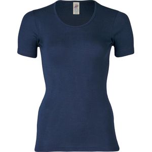 Engel Natur Dames T-shirt Zijde - Merino Wol GOTS navy blauw 34/36(S)