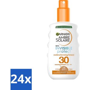 Garnier - Ambre Solaire - Invisible Protect Refresh - Transparante Bronze Zonnebrandspray - SPF 30 - 200 ml - Voordeelverpakking - 24 stuks