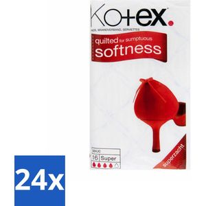 Kotex – Maxi Maandverband – Super – 16 stuks per verpakking - Voordeelverpakking - 24 stuks