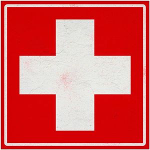 Rood met wit kruis bord - Sign Again - 30 x 30 cm