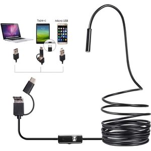Togadget® - Endoscoop Mini USB Camera met USB-C adapter voor nieuwste Android toestellen 2 meter lang - harde draad