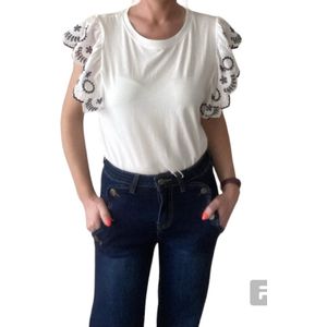 T-shirt met broderie, one size