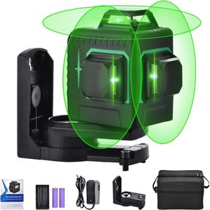 Groene Laserwaterpas met 3x360° Nivelleerfunctie - Kruislijnlaser voor Bouw en Verbouwing