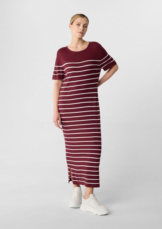 comma - Midi-jurk - Gestreept - Korte Mouwen