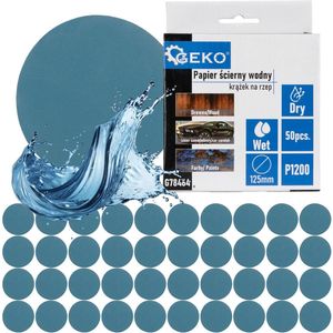 GEKO Waterdichte schuurdiscs - 125 mm - P1200 - 50 stuks - Voor nat en droog schuren