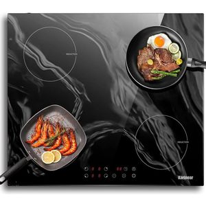 Inductie kookplaat - Induction Hob - Induction Cook Top - Inductie Fornuis - Elektrische Brander - Marmerkeramisch glas - 3500W - Imet stekker - 4 Zones - 60cm - Touch Control - Timer - Veiligheidsslot - Zwart