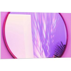 Forex - Roze Spiegel met Grassen - 90x60cm Foto op Forex
