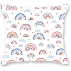 Kinder Kussensloop 40x40 cm Katoen Wit Regenboog