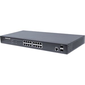 16-poorts Gigabit Ethernet PoE+ Web-Managed Switch met 2 SFP-poorten