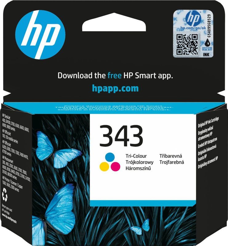 HP 343 Tri-color Original Ink Cartridge inktcartridge 1 stuk(s) Origineel Normaal rendement Cyaan, Magenta, Geel