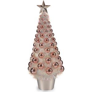 Krist+ kunstkerstboom - mini - roze - met kerstballen - kleine kerstboom - 37,5 cm