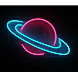 OHNO Neon Verlichting Planet - Neon Lamp - Wandlamp - Decoratie - Led - Verlichting - Lamp - Nachtlampje - Mancave - Neon Party - Kamer decoratie aesthetic - Wandecoratie woonkamer - Wandlamp binnen - Lampen - Neon - Led Verlichting - Blauw