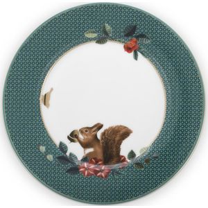 PIP Studio / Plate Winter Wonderland Squirrel Green 17cm - gebaksbord - Eekhoorn