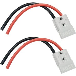 Batterijstekker 120 A 600 V (2 sets) - Snelkoppeling-snelkoppeling-accuaansluiting met 25 cm 6 AWG batterijkabel (grijs)